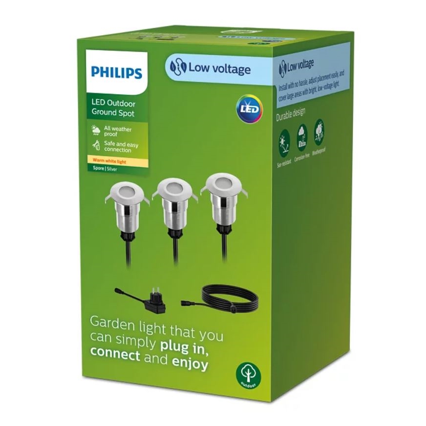 Philips - ZESTAW 3x LED Oprawa wpuszczana zewnętrzna SPORE LED/1W/24/230V IP67