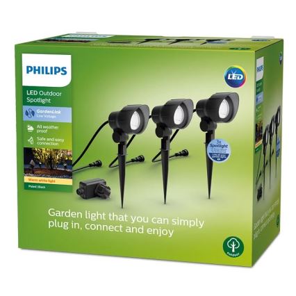 Philips -ZESTAW 3x LED Punktowe oświetlenie zewnętrzne LED/6W/230V 2700K IP44