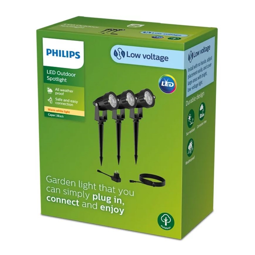 Philips - ZESTAW 3x LED Zewnętrzna lampa punktowa CAPER LED/1,5W/24/230V IP44