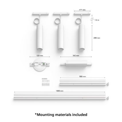 Philips - ZESTAW 3x LED RGB Ściemnialny żyrandol na lince do systemu szynowego Hue PERIFO LED RGB/15,6W/230V 2000-6500K