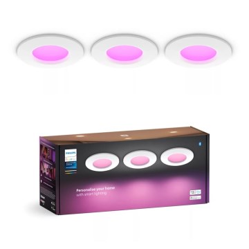 Philips - ZESTAW 3x LED RGBW Ściemnialna łazienkowa oprawa wpuszczana Hue SLIM LED/8,3W/230V IP44 2000-6500K