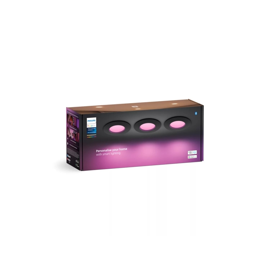Philips - ZESTAW 3x LED RGBW Ściemnialna łazienkowa oprawa wpuszczana Hue SLIM LED/8,3W/230V IP44 2000-6500K