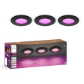 Philips - ZESTAW 3x LED RGBW ściemnialne wpuszczane oprawy łazienkowe Hue SLIM LED/8,3W/230V 1000-20000K czarny P44