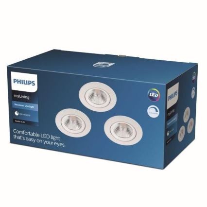 Philips - ZESTAW 3x LED Ściemnialna oprawa wpuszczana LED/5,5W/230V 2700K