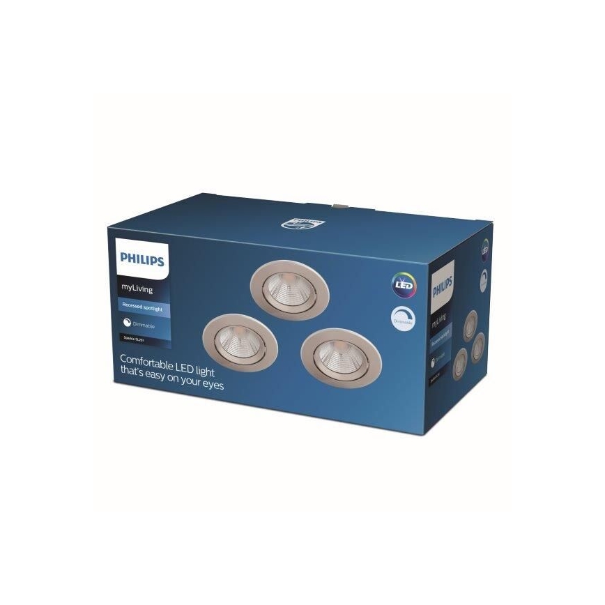 Philips - ZESTAW 3x LED Ściemnialna oprawa wpuszczana LED/5,5W/230V 2700K