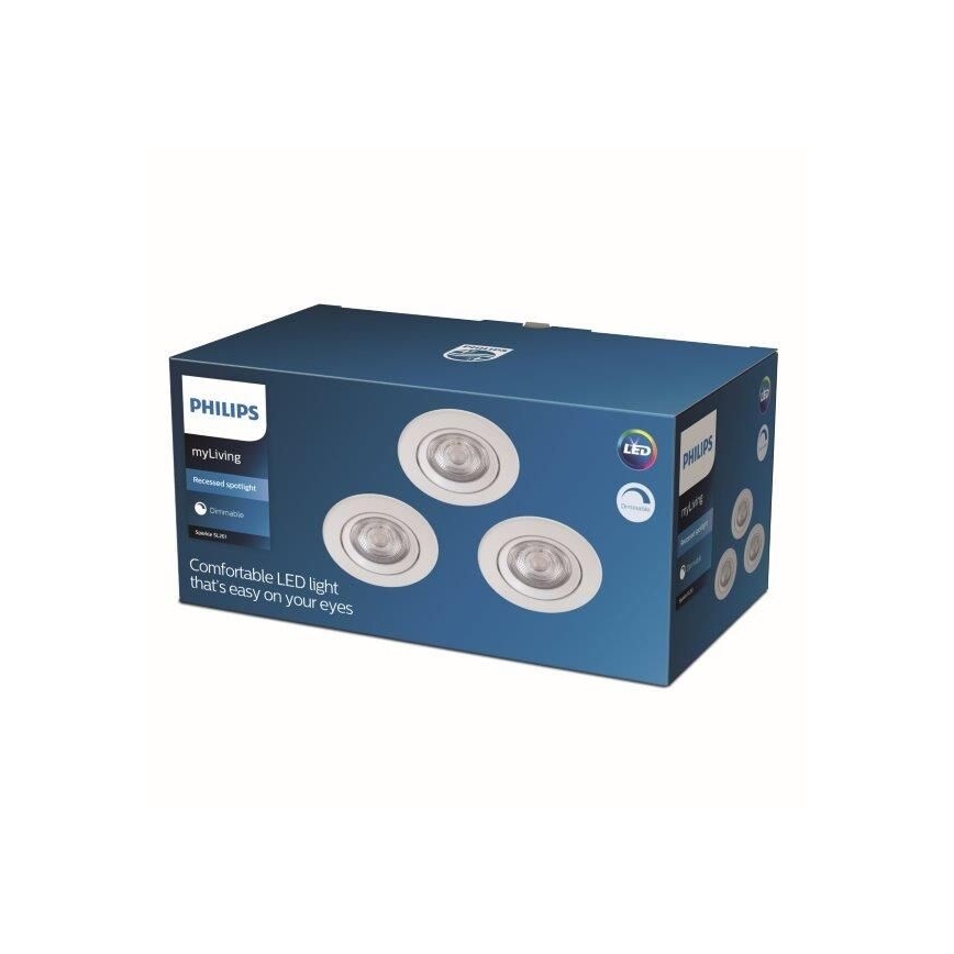 Philips - ZESTAW 3x LED Ściemnialna oprawa wpuszczana LED/5W/230V 2700K