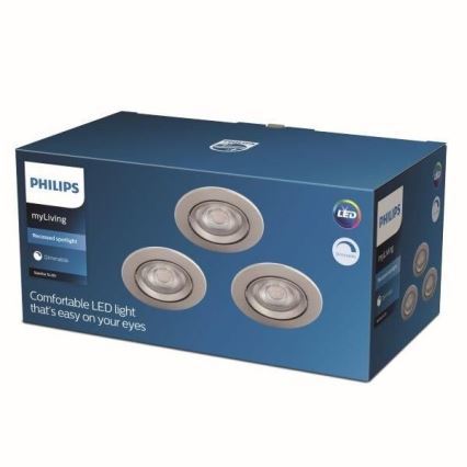 Philips - ZESTAW 3x LED Ściemnialna oprawa wpuszczana LED/5W/230V 2700K