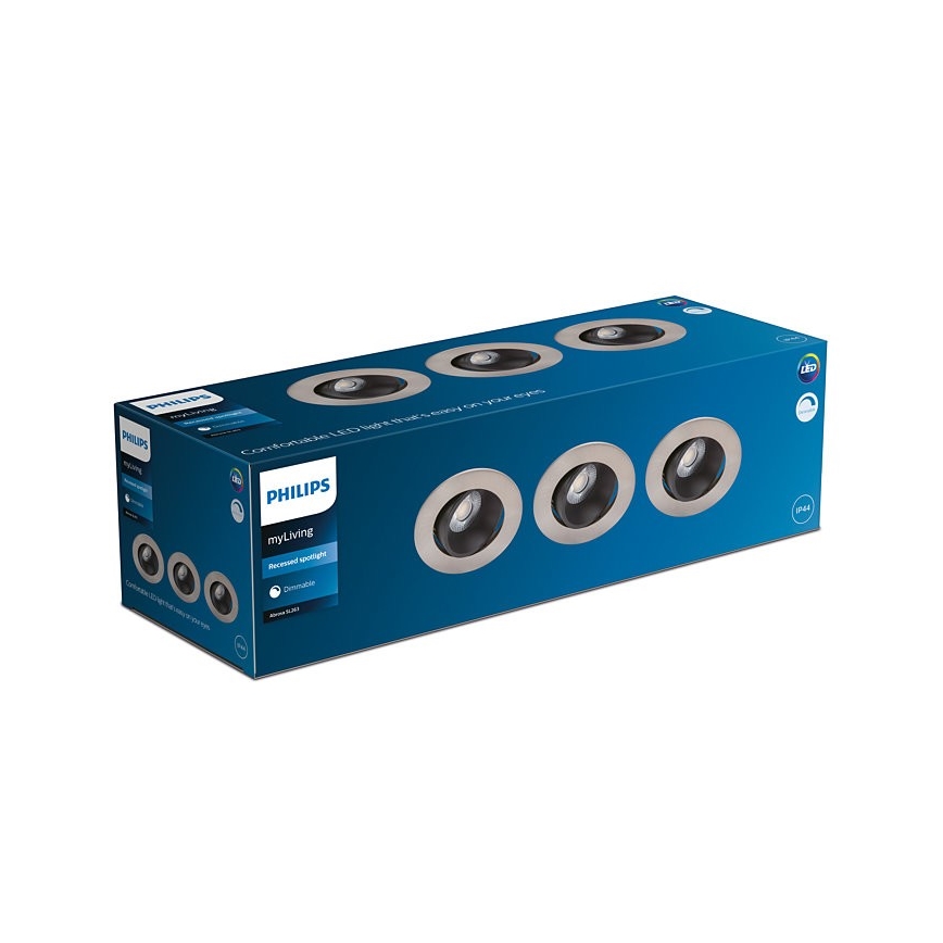 Philips - ZESTAW 3x LED Regulowane oświetlenie sufitowe do łazienki ABROSA LED/9W/230V IP44