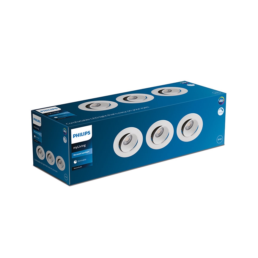 Philips - ZESTAW 3x LED Regulowane oświetlenie sufitowe do łazienki ABROSA LED/9W/230V IP44