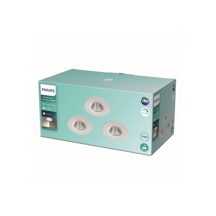 Philips - ZESTAW 3x LED Ściemnialne oświetlenie łazienkowe LED/5,5W/230V 2700K IP65