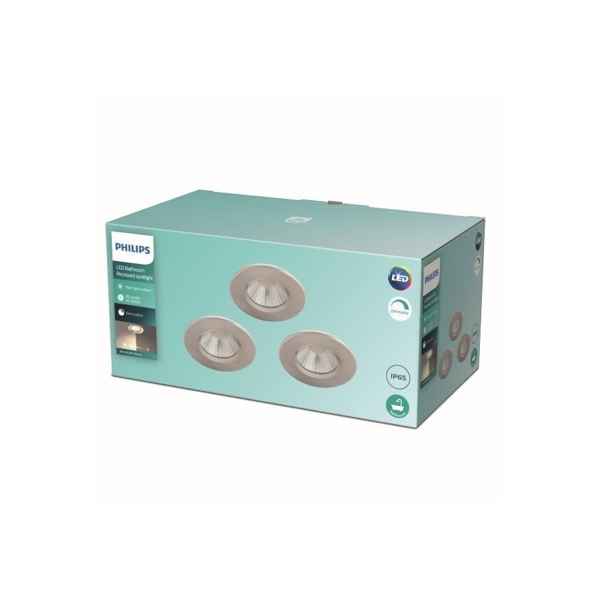 Philips - ZESTAW 3x LED Ściemnialne oświetlenie łazienkowe LED/5,5W/230V 2700K IP65