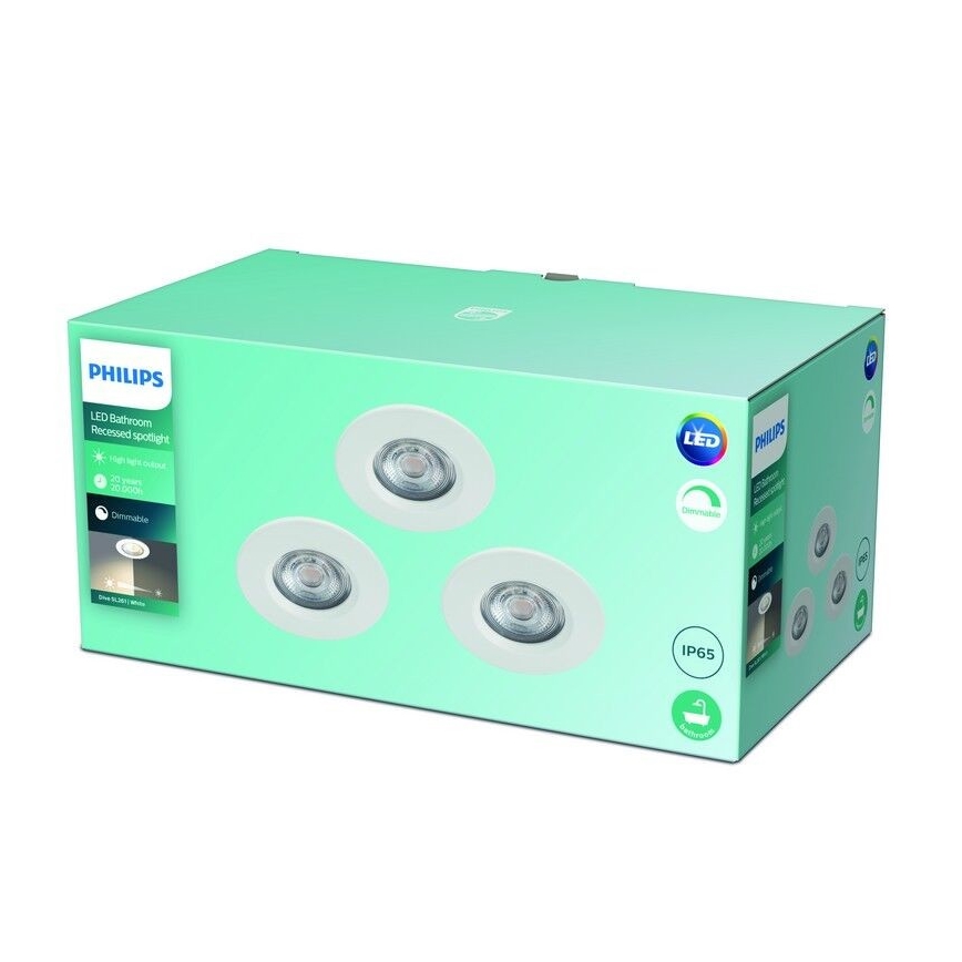 Philips - ZESTAW 3x LED Ściemnialne oświetlenie łazienkowe LED/5W/230V 2700K IP65