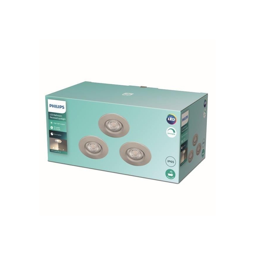 Philips - ZESTAW 3x LED Ściemnialne oświetlenie łazienkowe LED/5W/230V 2700K IP65