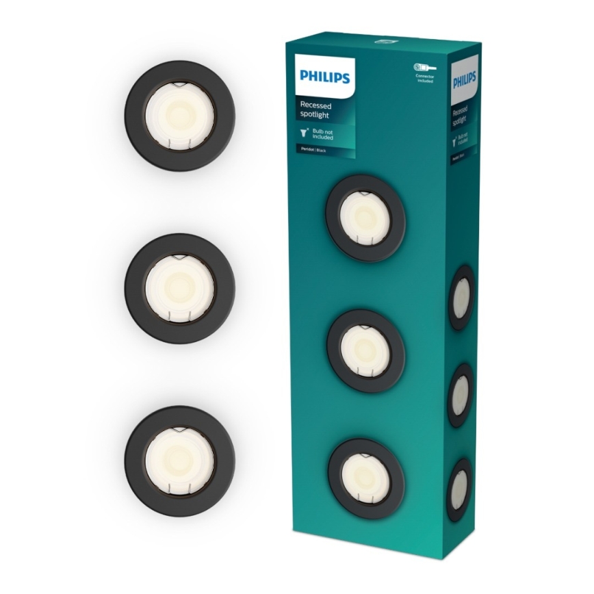 Philips - ZESTAW 3x oprawa wpuszczana sufitowa PERIDOT 1xGU10/7W/230V czarna