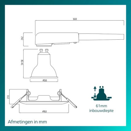 Philips - ZESTAW 3x Oprawa wpuszczana sufitowa PERIDOT 1xGU10/7W/230V srebrna