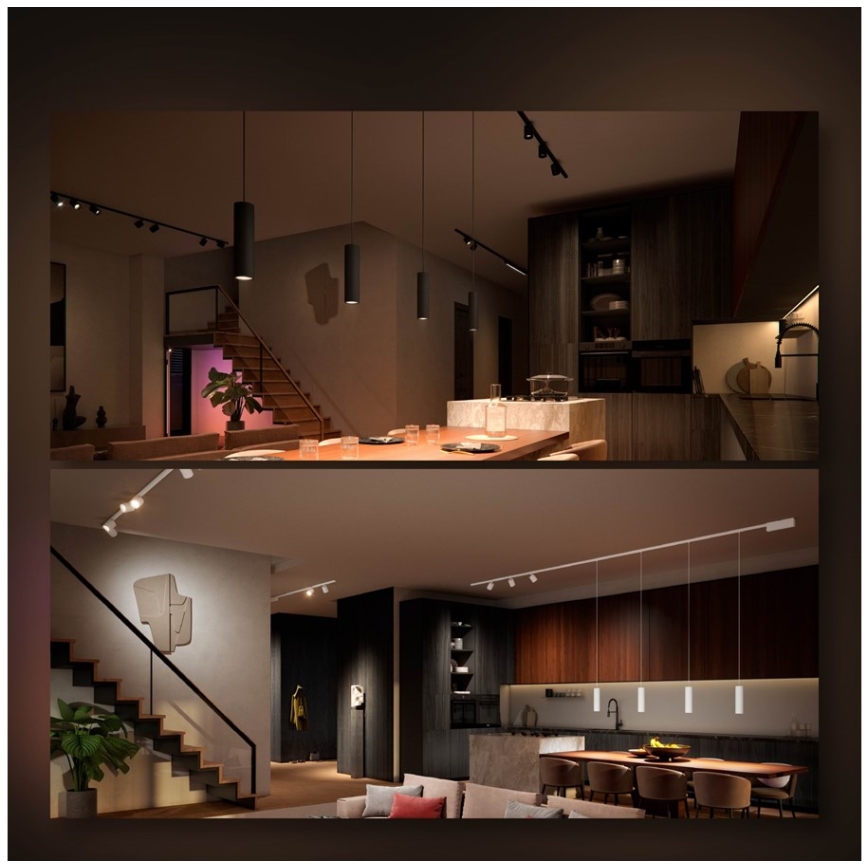 Philips - ZESTAW 3x ściemnialnych lamp wiszących LED RGB na linkach do systemu szynowego Hue PERIFO LED RGB/15,6W/230V 2000-6500K