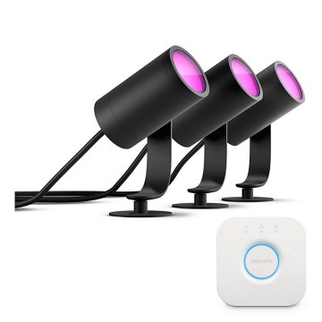 Philips - ZESTAW 3x ściemnialnych opraw punktowych LED RGB Hue LILY LED/8W/230V 2200-6500K IP65 + mostek Hue