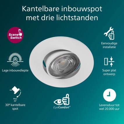 Philips - ZESTAW 3x ściemnialne oprawy wpuszczane CILANTRO LED/5W/230V 4000K białe