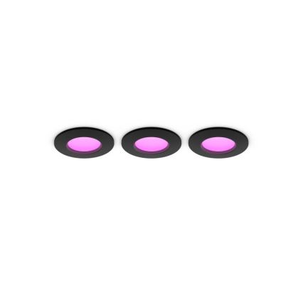 Philips - ZESTAW 3x LED RGBW ściemnialne wpuszczane oprawy łazienkowe Hue SLIM LED/8,3W/230V 1000-20000K czarny P44