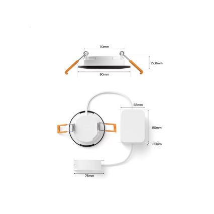 Philips - ZESTAW 3x LED RGBW ściemnialne wpuszczane oprawy łazienkowe Hue SLIM LED/8,3W/230V 1000-20000K czarny P44