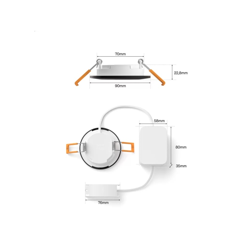 Philips - ZESTAW 3x LED RGBW ściemnialne wpuszczane oprawy łazienkowe Hue SLIM LED/8,3W/230V 1000-20000K czarny P44