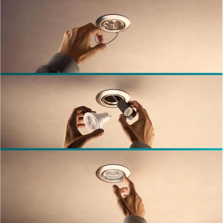 Philips - ZESTAW 3x wpuszczana oprawa PERIDOT 1xGU10/7W/230V biała