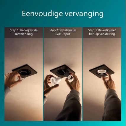 Philips - Zestaw 3x wpuszczanych opraw sufitowych PERIDOT 1xGU10/7W/230V czarne