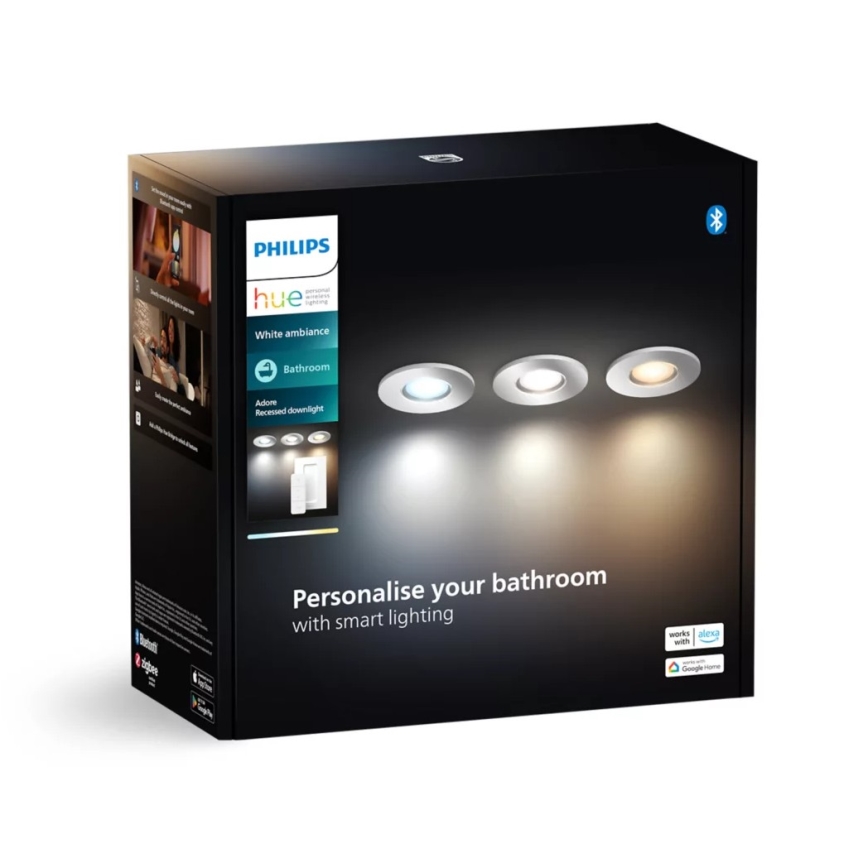 Philips - ZESTAW 3x LED Ściemnialne wpuszczane oświetlenie łazienkowe Hue ADORE BATHROOM 1xGU10/4,2W/230V 2200-6500K IP44