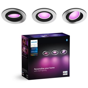 Philips - ZESTAW 3xLED RGBW Ściemnialna oprawa wpuszczana Hue CENTURA 1xGU10/4,2W/230V 2000-6500K