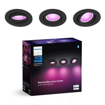Philips - ZESTAW 3xLED RGBW Ściemnialna oprawa wpuszczana Hue CENTURA 1xGU10/4,2W/230V 2000-6500K