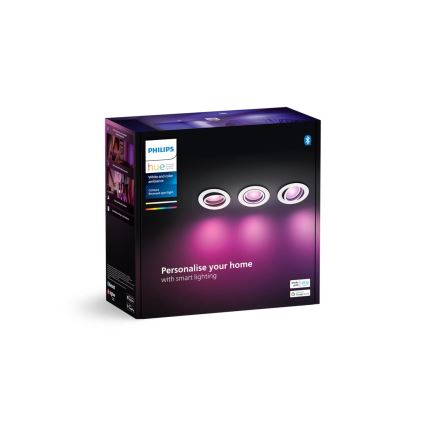 Philips - ZESTAW 3xLED RGBW Ściemnialna oprawa wpuszczana Hue CENTURA 1xGU10/4,2W/230V 2000-6500K