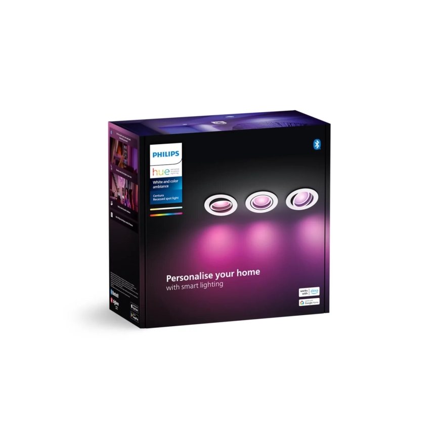 Philips - ZESTAW 3xLED RGBW Ściemnialna oprawa wpuszczana Hue CENTURA 1xGU10/4,2W/230V 2000-6500K
