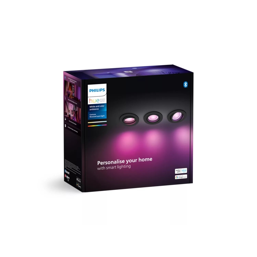 Philips - ZESTAW 3xLED RGBW Ściemnialna oprawa wpuszczana Hue CENTURA 1xGU10/4,2W/230V 2000-6500K