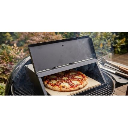 Piec do pizzy z drzwiczkami i termometrem, 40x35,5x21 cm, czarny