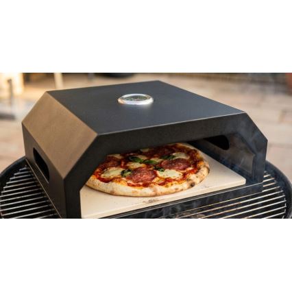 Piec do pizzy z termometrem 40x34,5x16 cm czarny