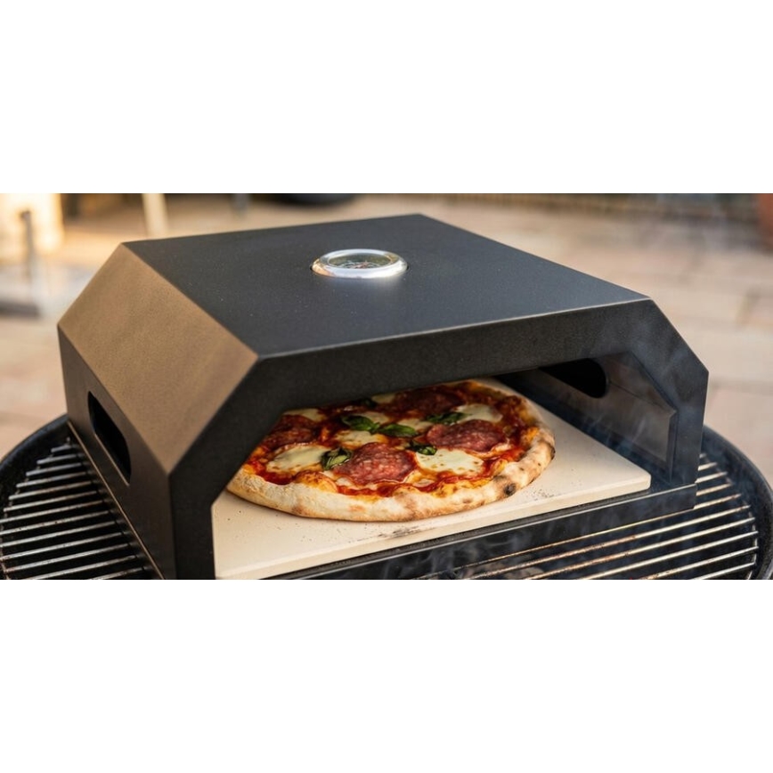 Piec do pizzy z termometrem 40x34,5x16 cm czarny