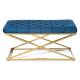 Pikowana ławka SALIBA 50x97 cm złoto/niebieska