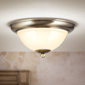 Plafon AUSTRIAN OLD LAMP 2xE27/60W/230V śr. 27 cm brąz/beżowy