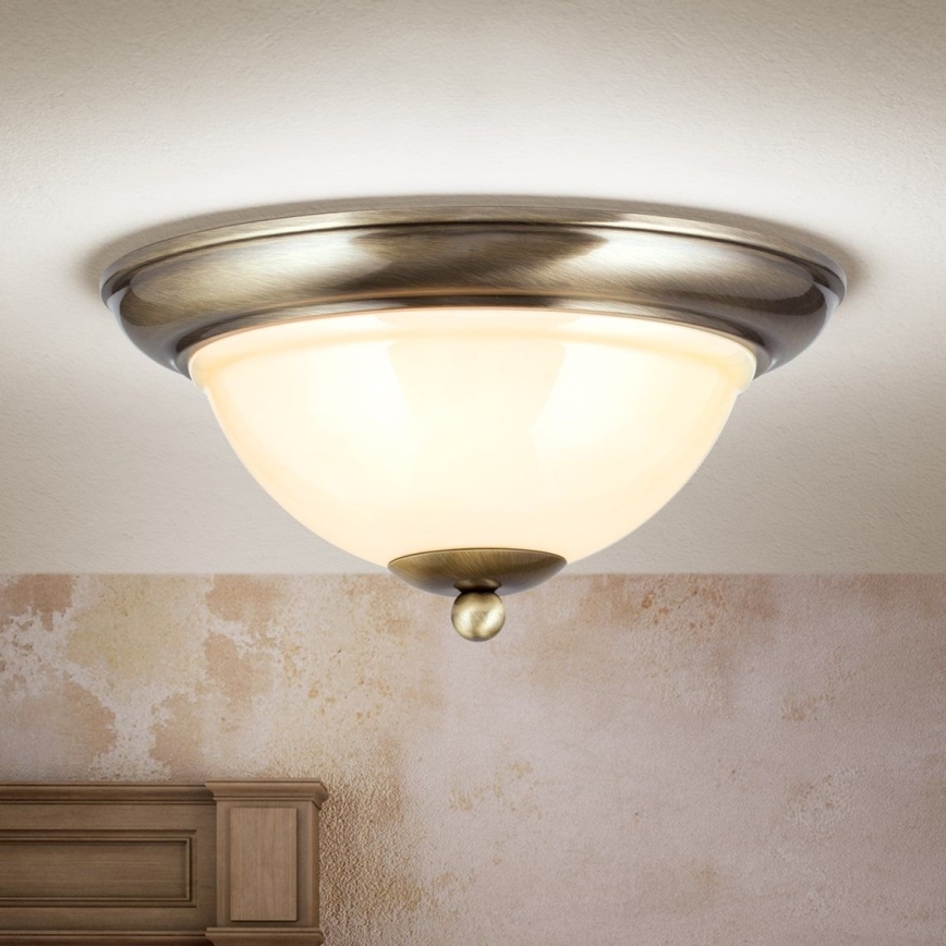 Plafon AUSTRIAN OLD LAMP 2xE27/60W/230V śr. 27 cm brąz/beżowy