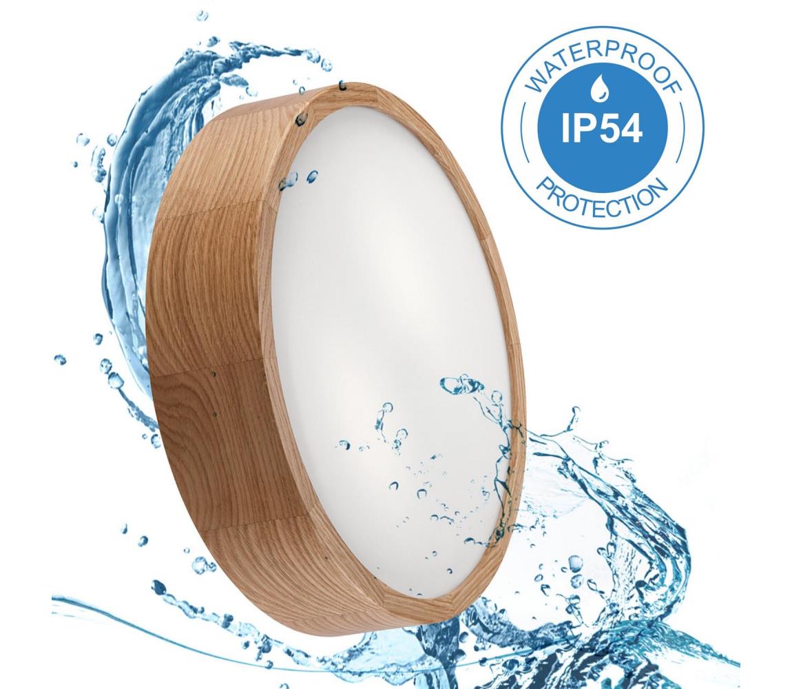 Plafon łazienkowy OAK 3xE27/15W/230V dąb ø 37 cm IP54