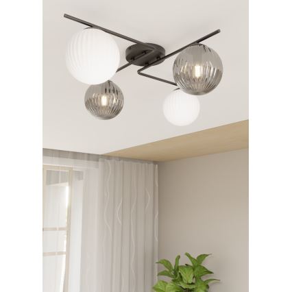 Plafon AZURA 4xE14/10W/230V czarny/szary/biały