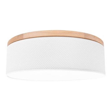 Plafon BENITA 2xE27/25W/230V śr. 48 cm biały/dąb