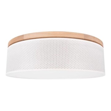 Plafon BENITA 2xE27/25W/230V śr. 48 cm kremowy/dąb