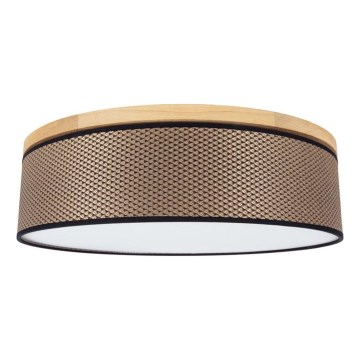 Plafon BENITA 4xE27/25W/230V śr. 58 cm brązowy/dąb