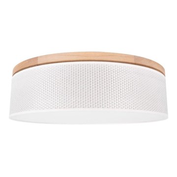 Plafon BENITA 4xE27/25W/230V śr. 58 cm kremowy/dąb