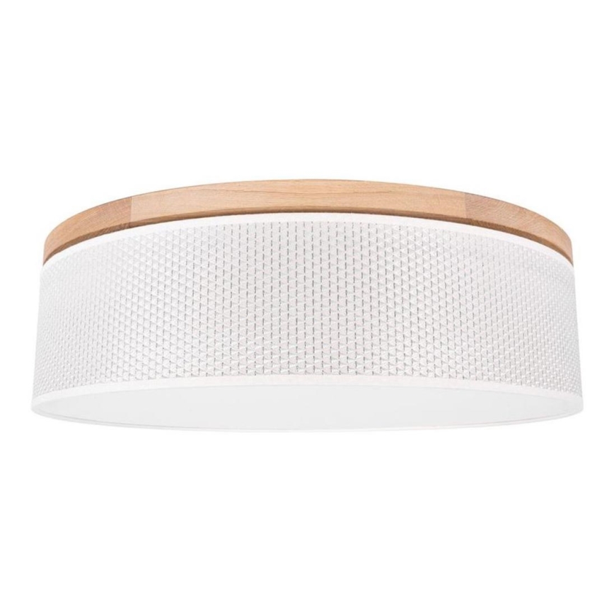 Plafon BENITA 4xE27/25W/230V śr. 58 cm kremowy/dąb