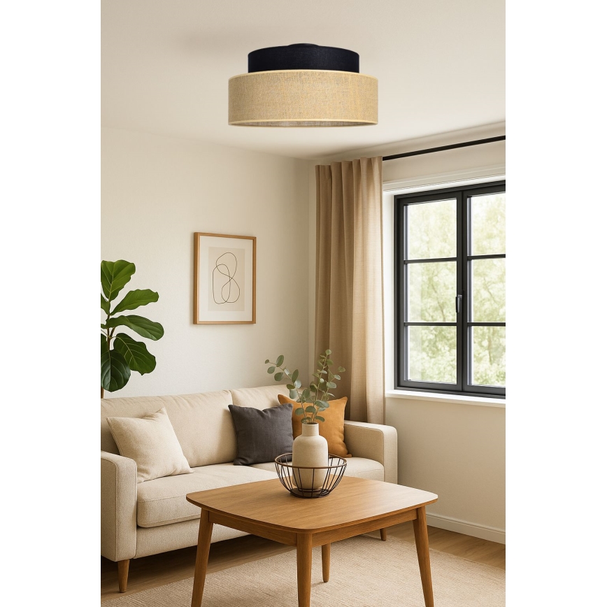 Plafon BOHO 1xE27/60W/230V czarny/beżowy
