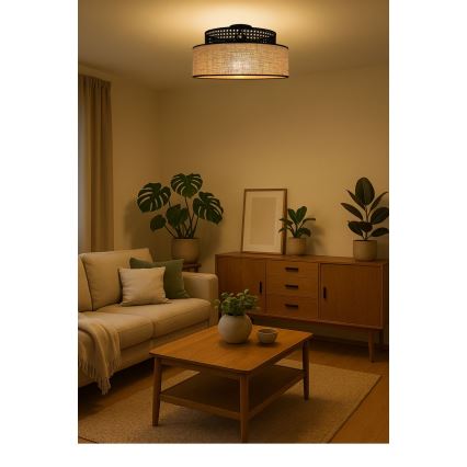 Plafon BOHO 1xE27/60W/230V czarny/beżowy