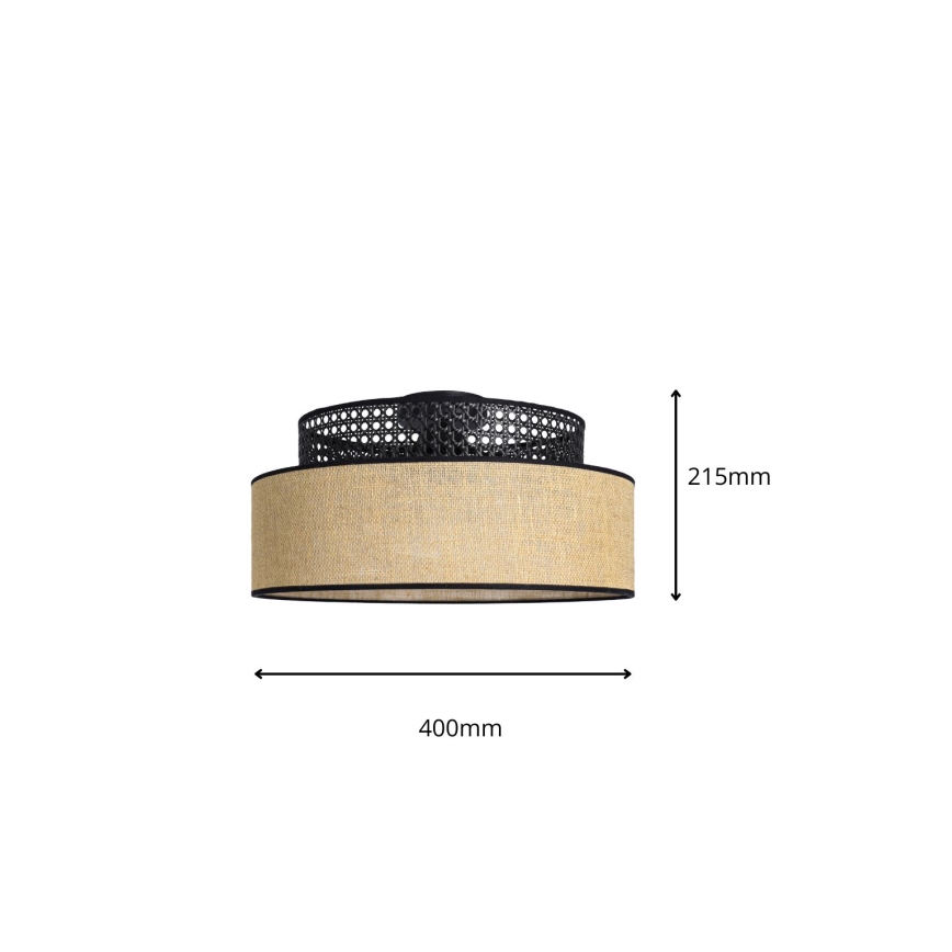 Plafon BOHO 1xE27/60W/230V czarny/beżowy