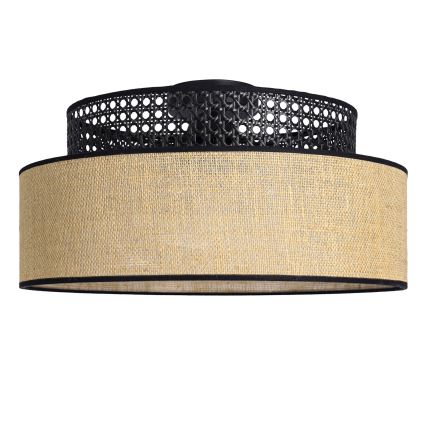 Plafon BOHO 1xE27/60W/230V czarny/rattan